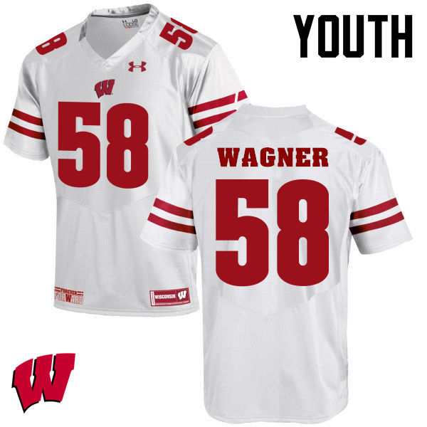Wisconsin Badgers Youth #58 Rick Wagner NCAA Under Armour Authentic White College Stitched Football Jersey HC40M10UU